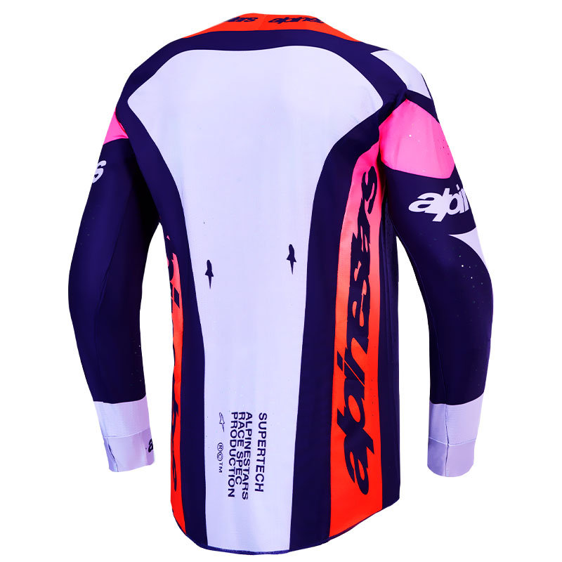 maillot alpinestars supertech dyna violet bleu orange dos