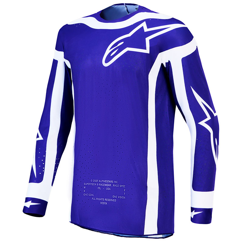maillot alpinestars supertech vesta bleu blanc face