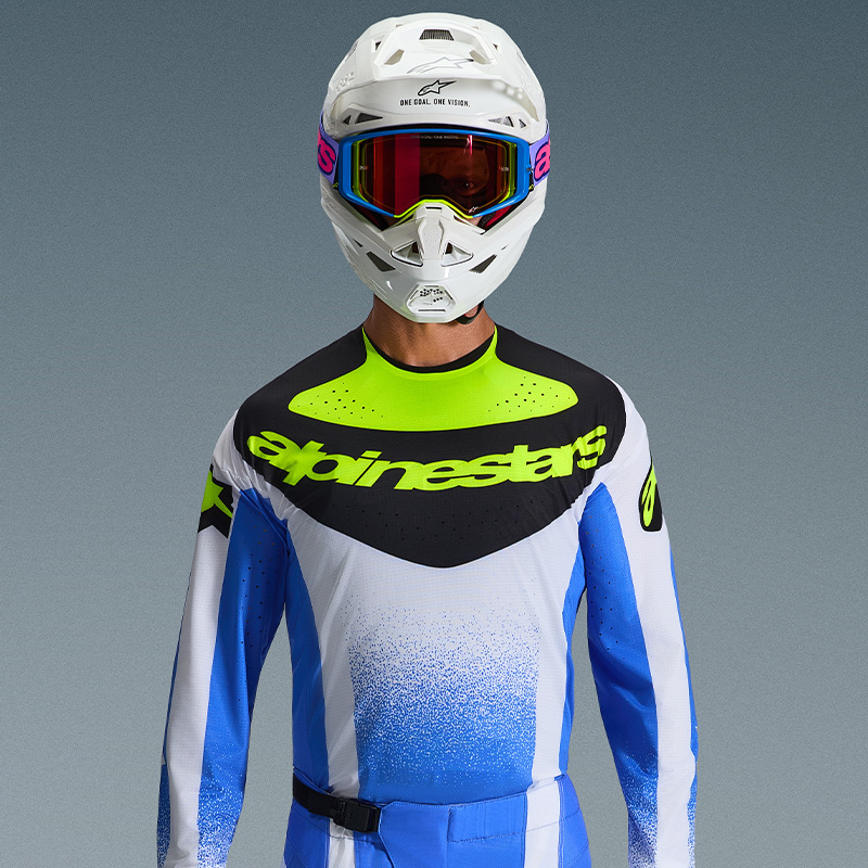 maillot alpinestars techstar knif bleu jaune fluo sx