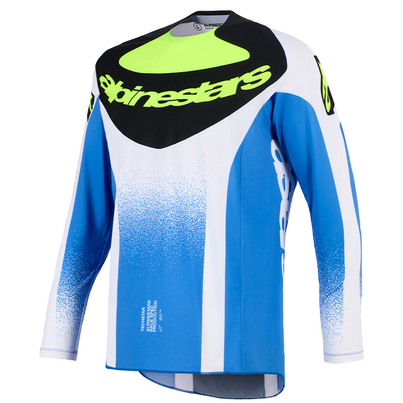 maillot alpinestars techstar knif bleu jaune fluo