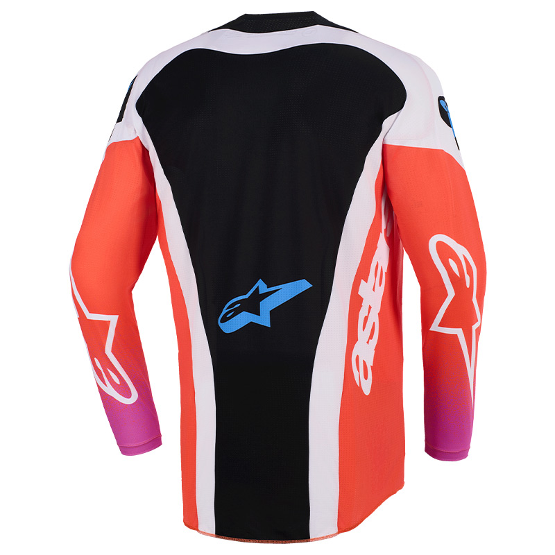 maillot alpinestars techstar knif bleu orange rose mx