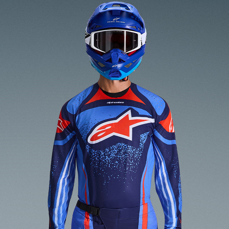 maillot alpinestars techstar nomur bleu rouge sx