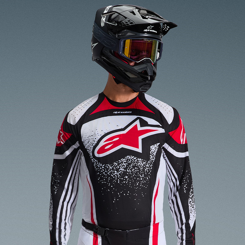 maillot alpinestars techstar nomur noir rouge blanc sx