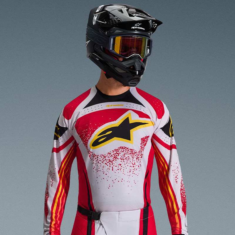 maillot alpinestars techstar nomur noir rouge gris jaune sx
