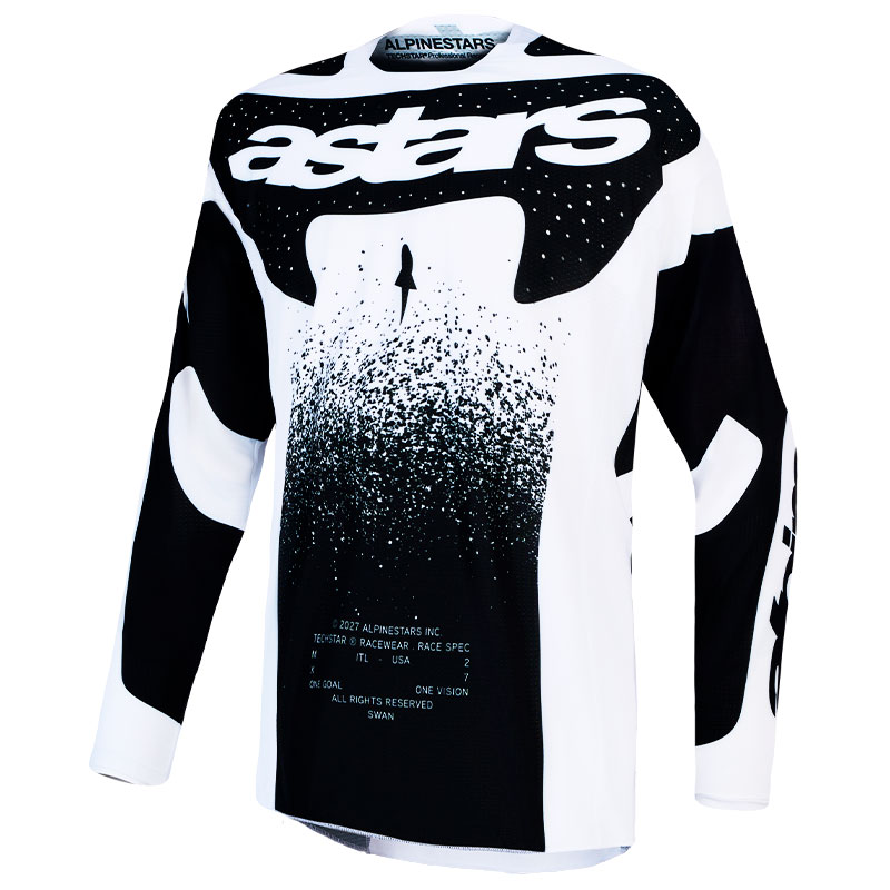maillot alpinestars techstar swan blanc noir face