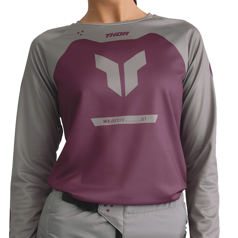 maillot cross thor femme ridemode menace violet gris mx