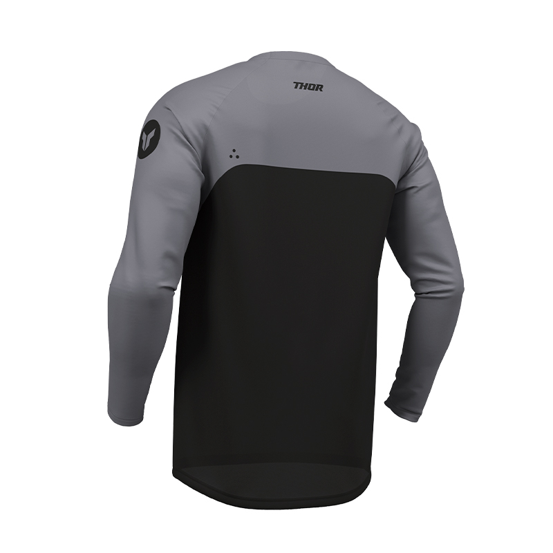 maillot cross thor ridemode menace noir gris dos