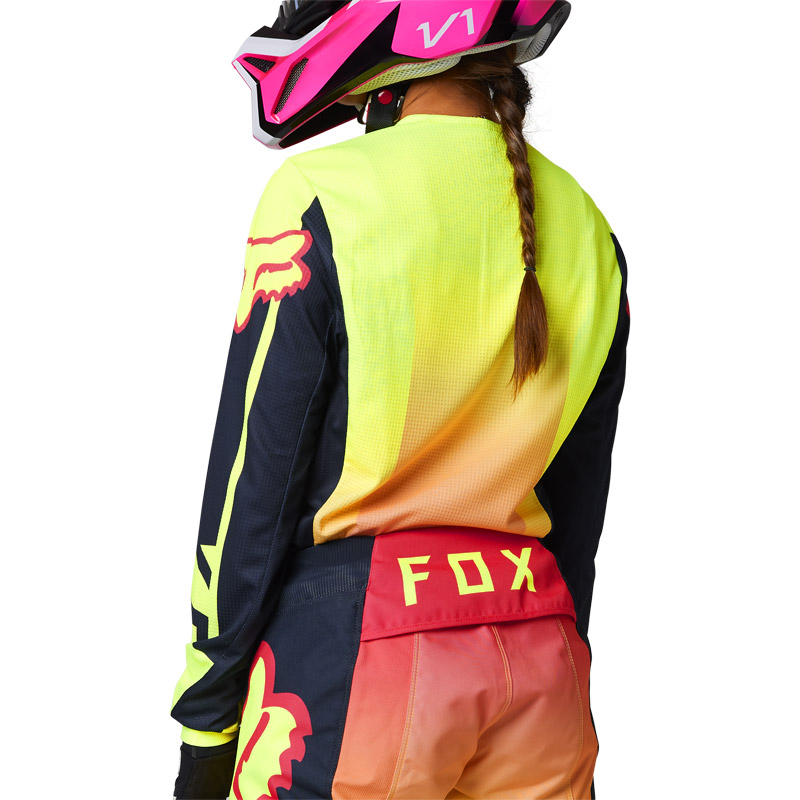 maillot cross wmns fox racing 180 leed 2023 jaune fluo cross