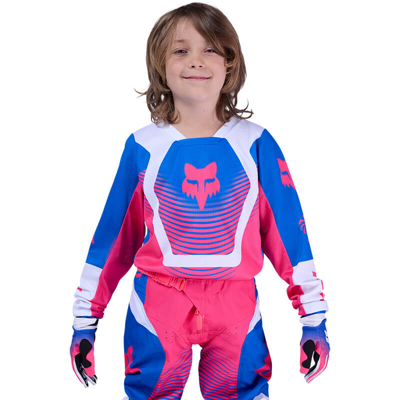 maillot enfant fox racing 180 collect bleu rose cross