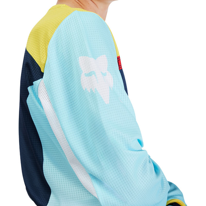 maillot enfant fox racing 180 elevated bleu 2025 sx mx
