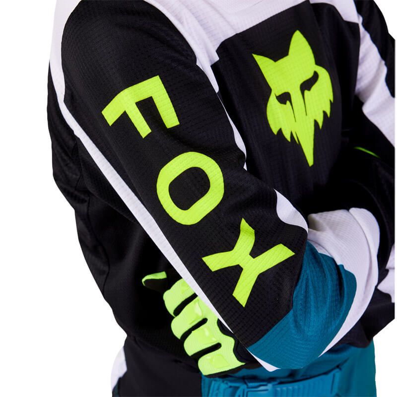 maillot enfant fox racing 180 nitro bleu vert 2024 motocross mx