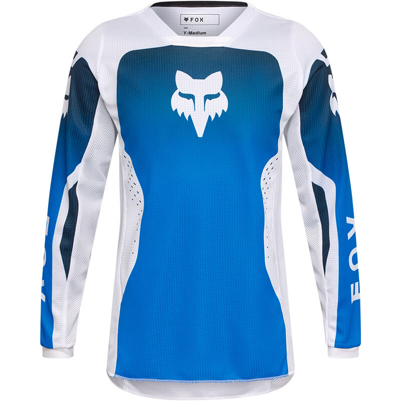 maillot enfant fox racing 180 shield blanc bleu