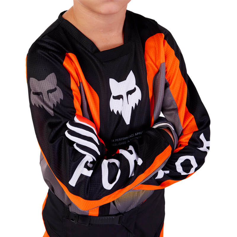 maillot enfant fox racing ballast noir orange 2024 enduro mx