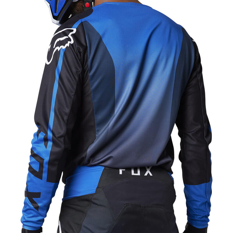 maillot fox 180 leed 2023 bleu moto