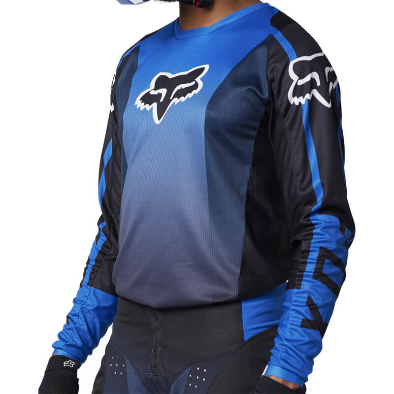 maillot fox 180 leed 2023 bleu motocross