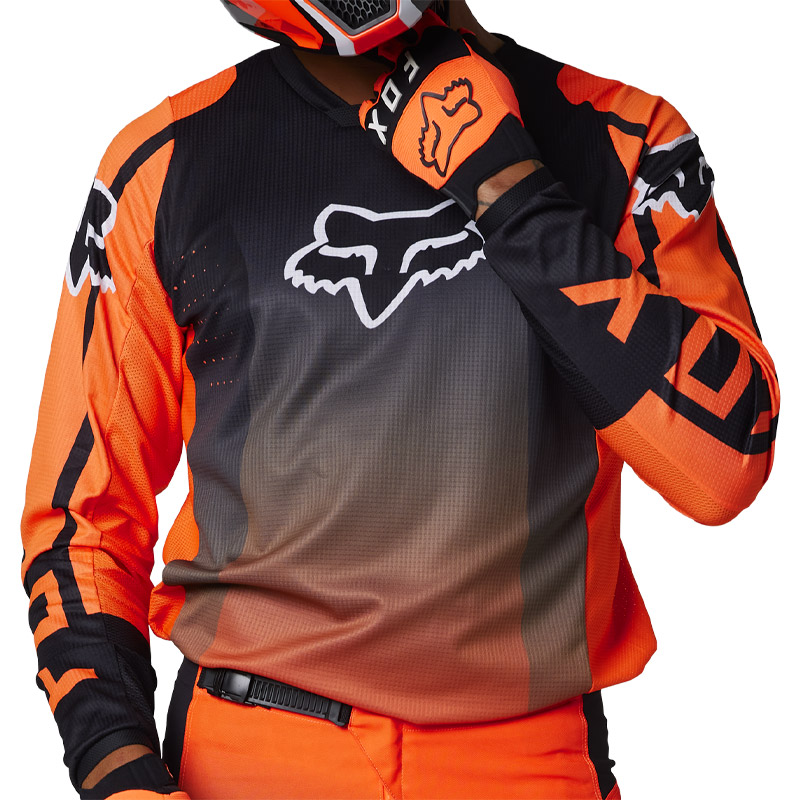 maillot fox 180 leed 2023 orange fluo cross