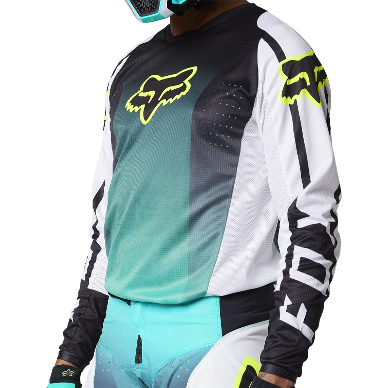 maillot fox 180 leed 2023 turquoise motocross