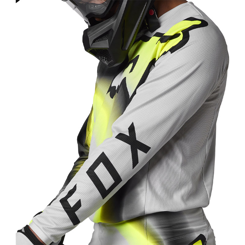 maillot fox 180 toxsyk 2023 gris jaune fluo motocross