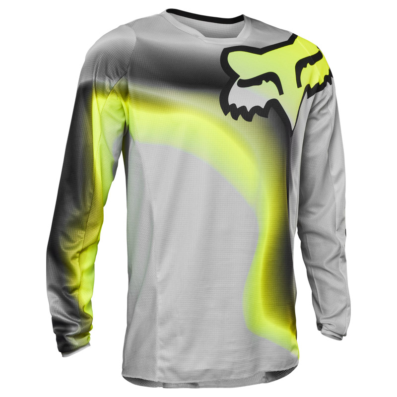 maillot fox 180 toxsyk 2023 gris jaune fluo mx