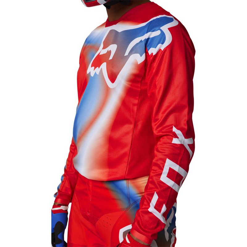 maillot fox 180 toxsyk 2023 rouge fluo motocross