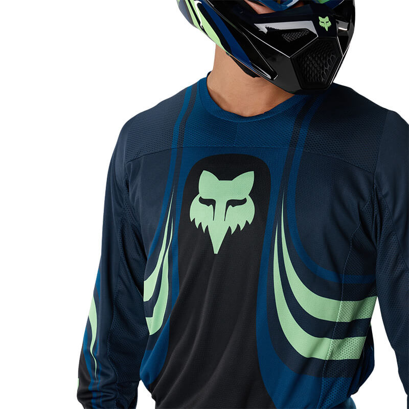 maillot fox racing 180 draft bleu 27 sx