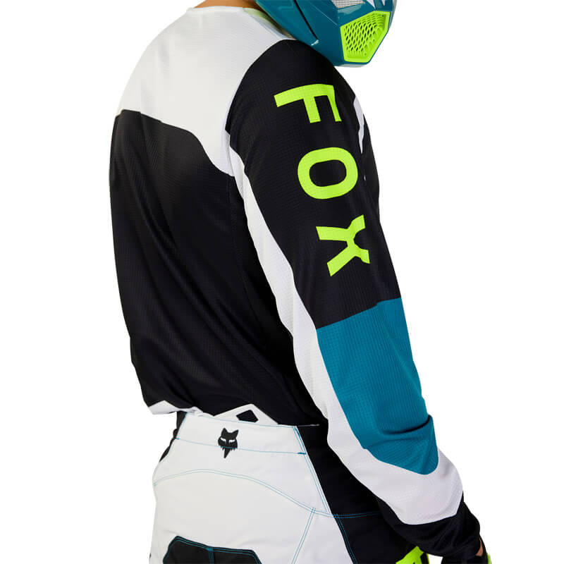 maillot fox racing 180 nitro bleu vert 2024 enduro mx