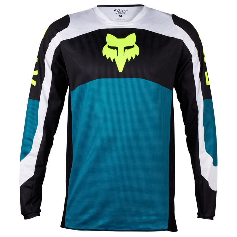 maillot fox racing 180 nitro bleu vert 2024 mx