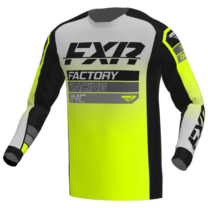 maillot fxr racing clutch jaune fluo gris 2023 mx