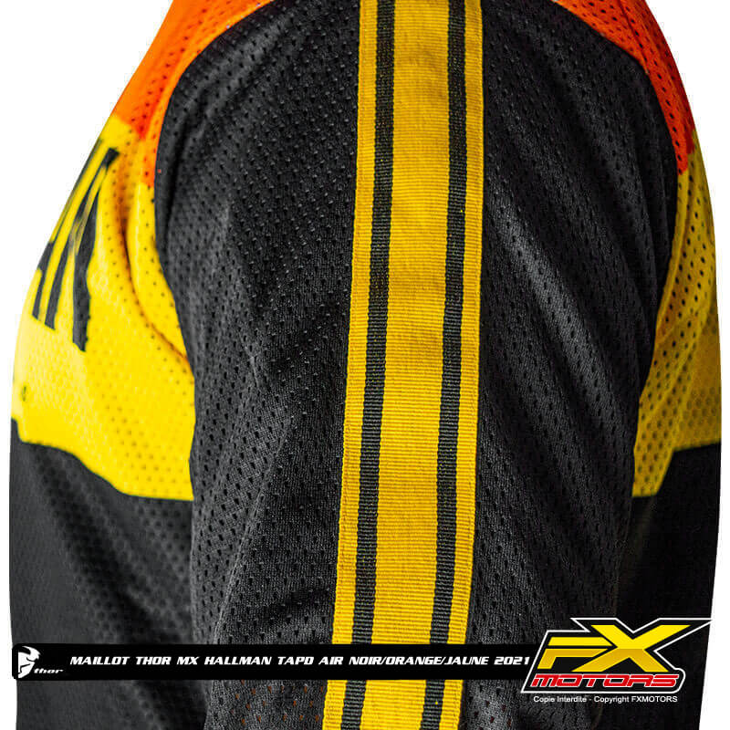 maillot motocross thor mx hallman tapd air noir orange jaune 2021