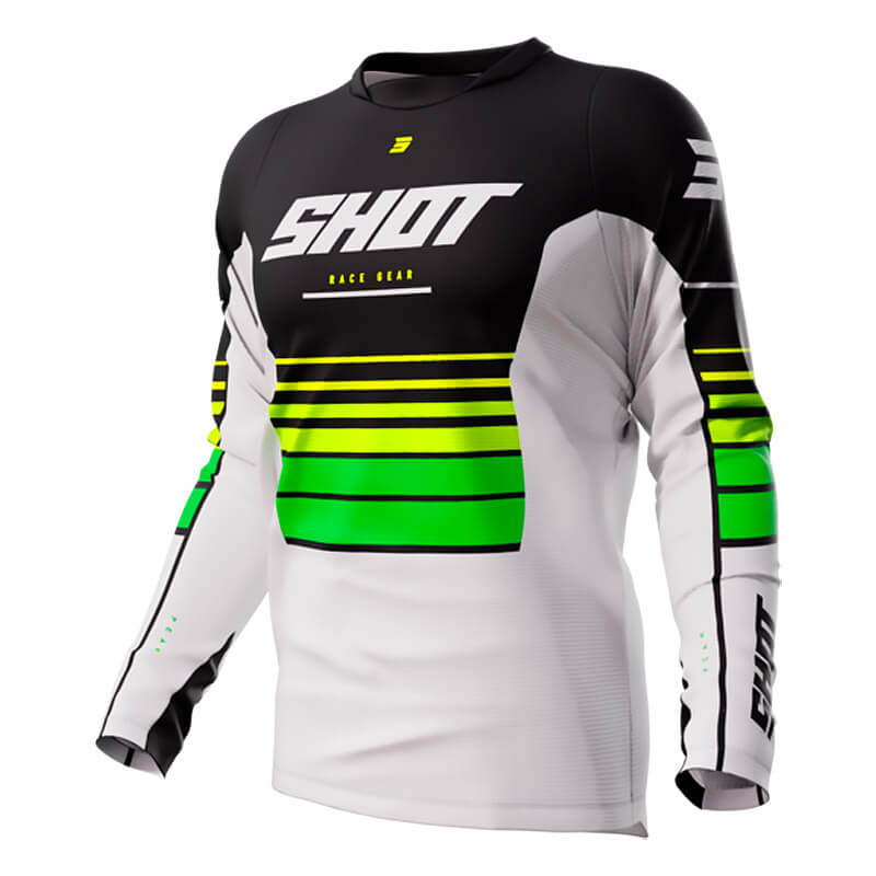 maillot shot devo peak 2023 blanc jaune vert mx