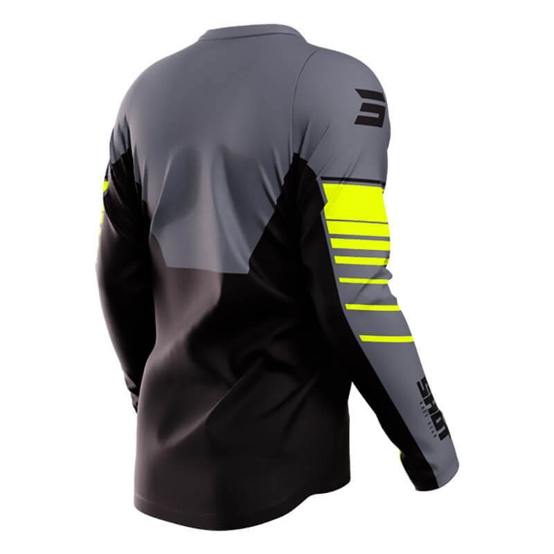 maillot shot devo peak 2023 gris jaune fluo cross