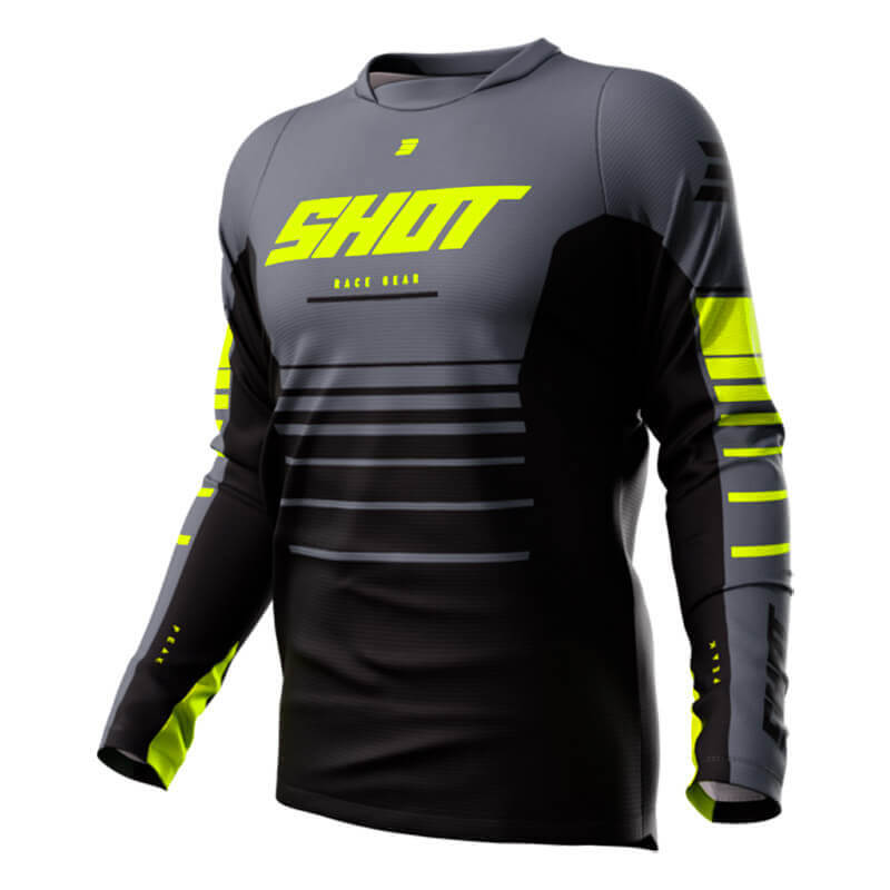 maillot shot devo peak 2023 gris jaune fluo