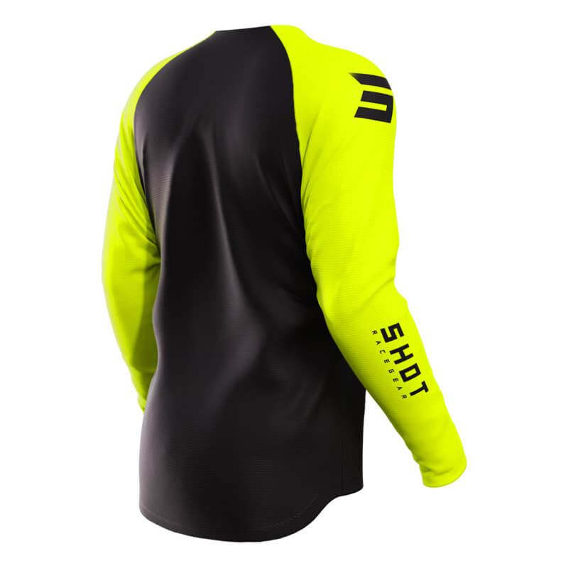 maillot shot raw escape 2023 jaune fluo motocross