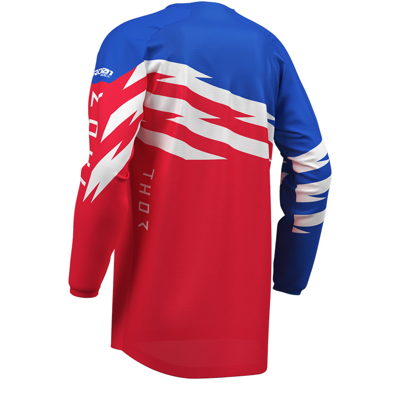 maillot thor mx 27 enfant launchmode shockie rouge bleu moto
