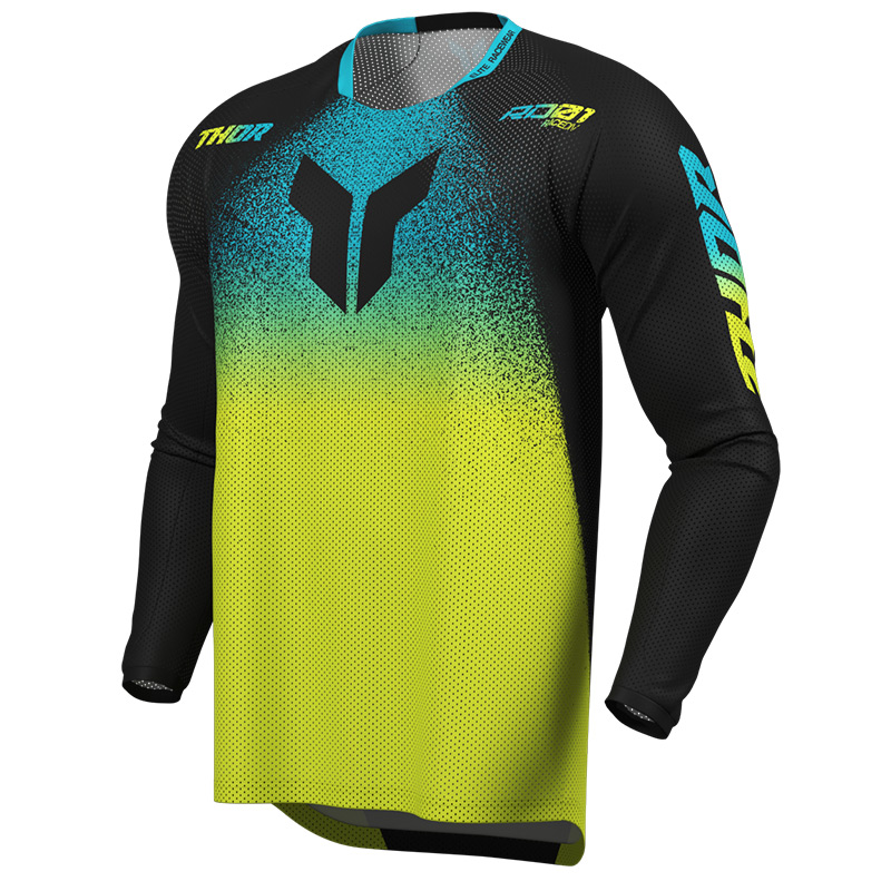 maillot thor mx 27 launchmode air darkside noir bleu jaune cross