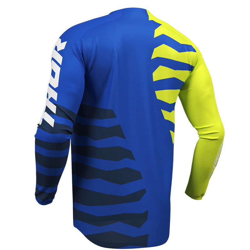 maillot thor mx 27 launchmode shredder jaune bleu moto