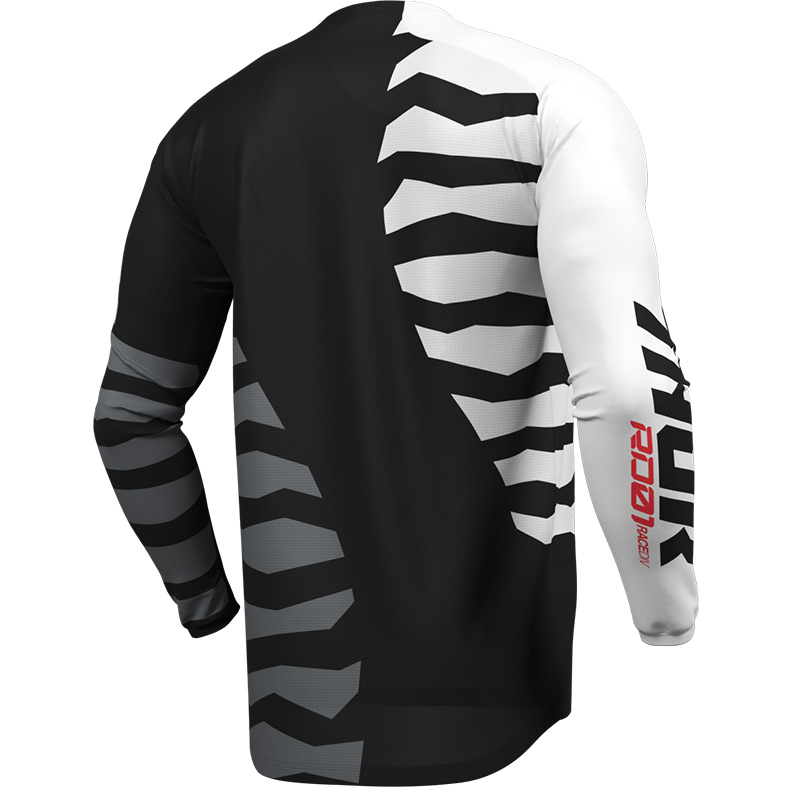 maillot thor mx 27 launchmode shredder noir blanc cross