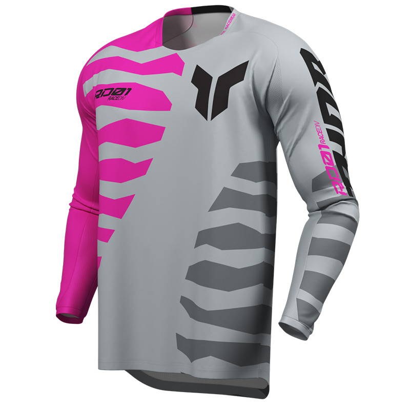 maillot thor mx 27 launchmode shredder rose gris moto