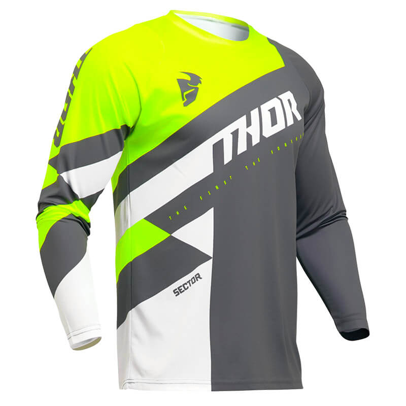 maillot thor sector charcoal 2024 gris jaune fluo mx