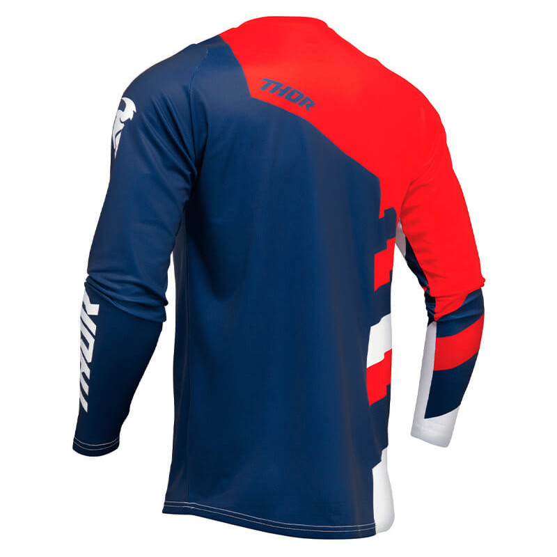 maillot thor sector checker 2024 bleu blanc rouge motocross mx