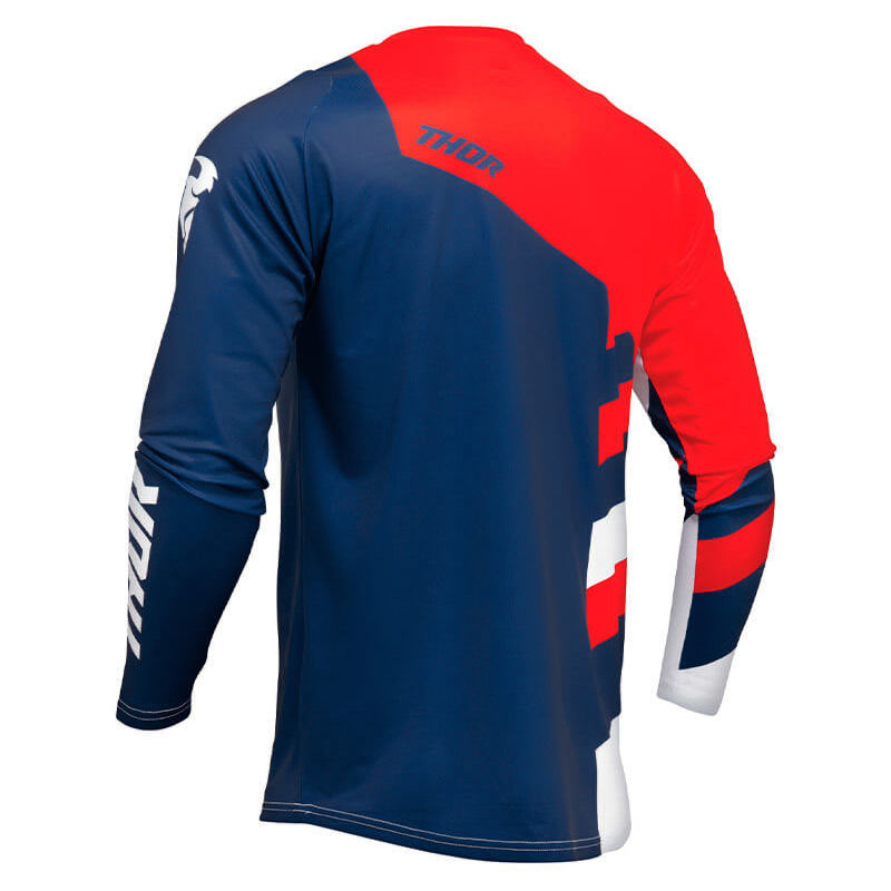 maillot thor sector checker 2024 bleu blanc rouge motocross