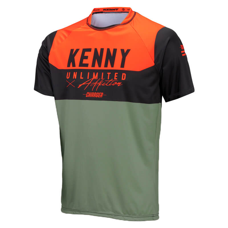 maillot vtt kenny charger mc orange vert 2021 mtb