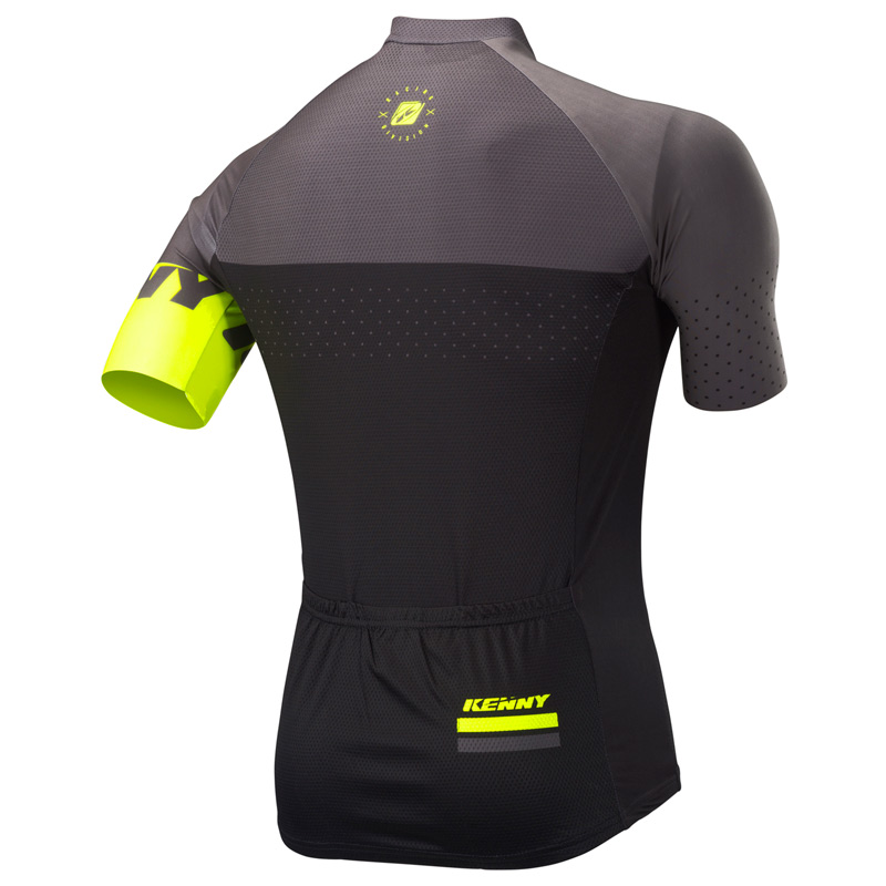 maillot vtt kenny xc gris jaune fluo 2019 zip