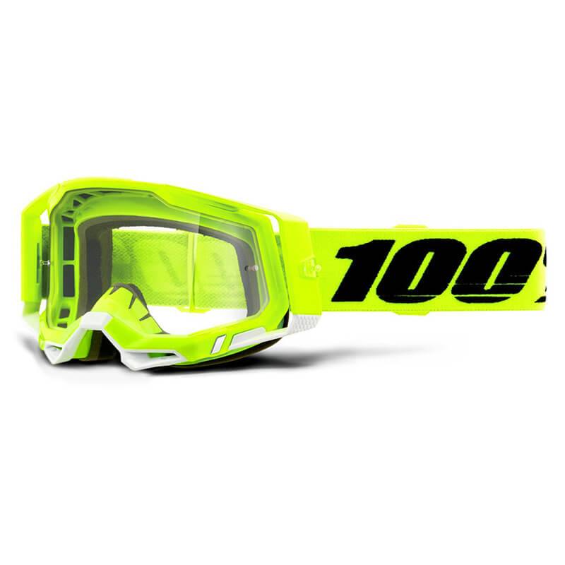 masque 100 percent racecraft 2 jaune fluo ecran clair 2021 mx