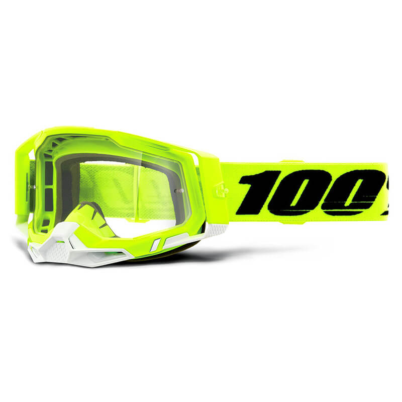 masque 100 percent racecraft 2 jaune fluo ecran clair 2021