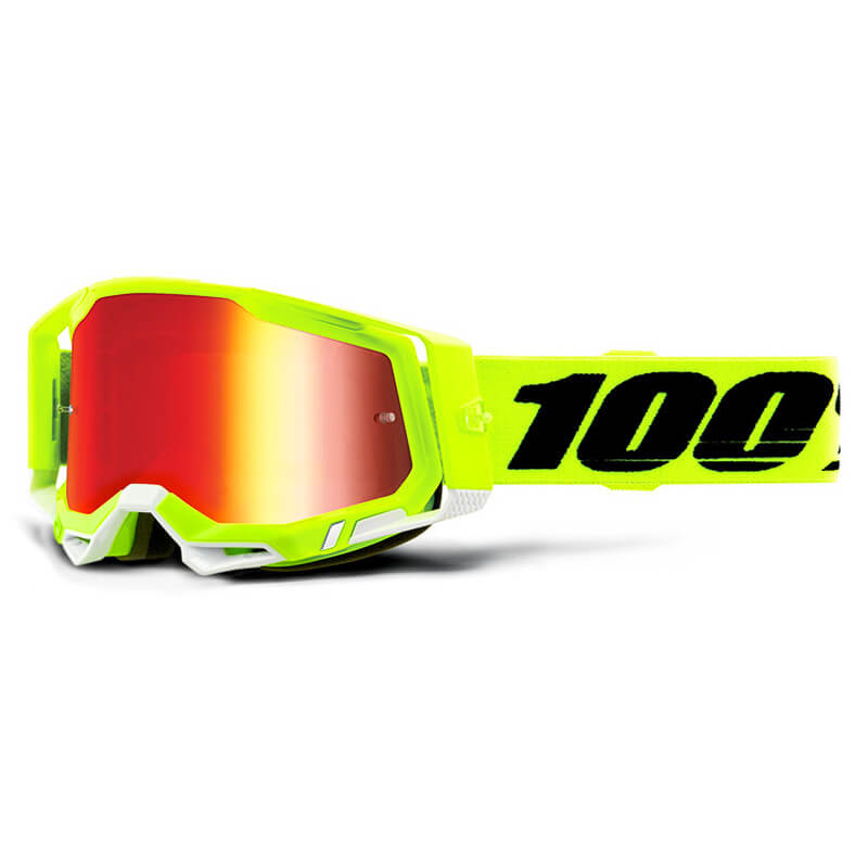 masque 100 percent racecraft 2 jaune fluo ecran rouge 2021 mx