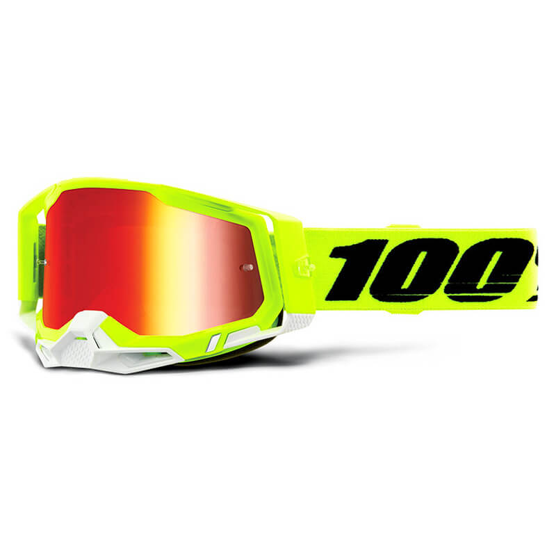 masque 100 percent racecraft 2 jaune fluo ecran rouge 2021