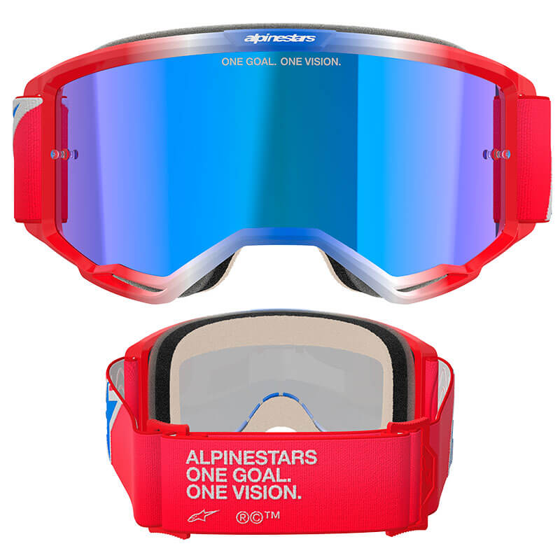 masque alpinestars vision 5 corp rouge blanc bleu mirror 2025 cross