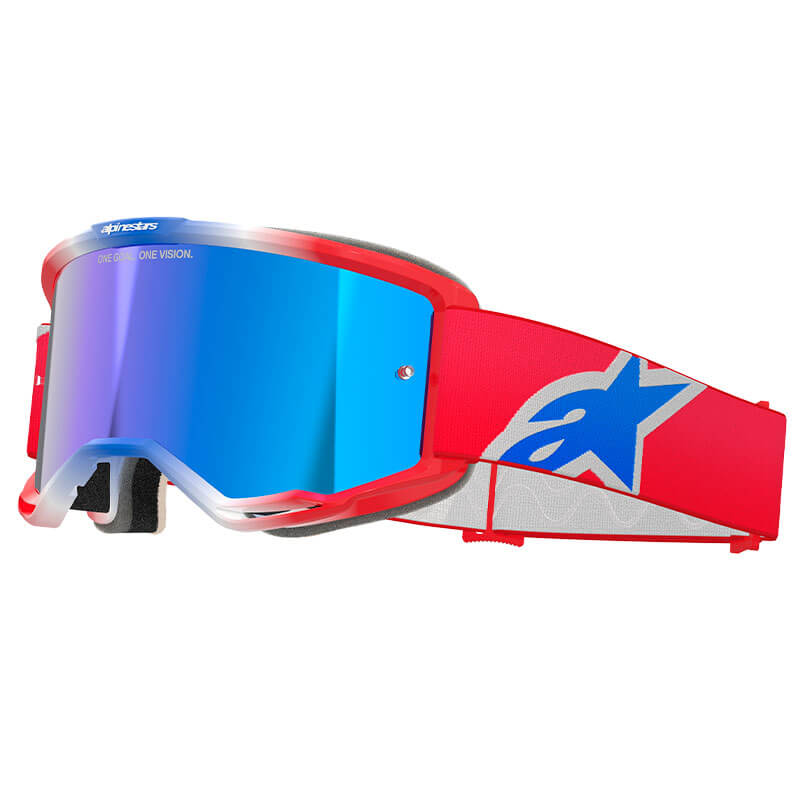 masque alpinestars vision 5 corp rouge blanc bleu mirror 2025