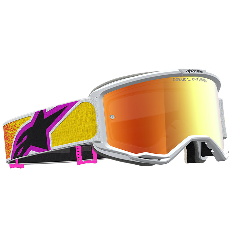 masque alpinestars vision 5 drag jaune rose moto
